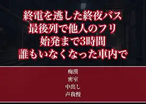 終電を逃した終夜バスの最後列で恋人と他人のフリをした夜勤明けOLが3時間ずっと声を噛み殺して焦らされ乗客が降りて誰もいなくなった車内で中出しされた話