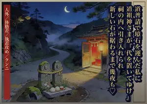 道普請で辻の境石を跨いで運んだ私に道祖神さまが『越えた代は置いてゆけ』と祠の内へ引き入れ、新しい石が据わるまで幾夜も孕むほど注がれた話・一話〜
