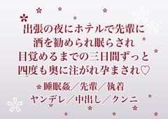 出張の夜にホテルで先輩に酒を勧められ眠らされた私が目覚めるまでの三日間ずっとクリ責めで犯され四度も奥に注がれ孕まされている話 [ふわっ堂]