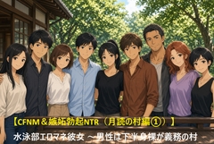 【CFNM&嫉妬勃起NTR(月読の村編(1))】水泳部エロマネ彼女 ～男性は下半身裸が義務の村 [Behind the Veil AI]