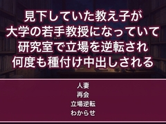 家庭教師先で見下していた教え子が大学の若手教授になり研究室に呼び出され『あの頃の礼です』と立場を逆転されたまま何度も種付け中出しされる人妻の話♡♡♡ [蜜と再会]