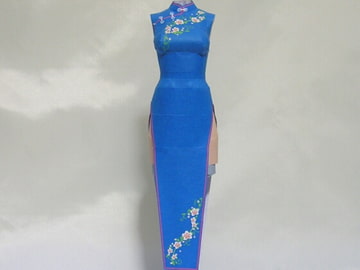 ペーパークラフト☆チャイナドレスA☆ブルー☆18禁バージョン [紙服工房]