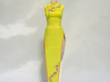 ペーパークラフト☆チャイナドレスA☆イエロー☆18禁バージョン [紙服工房]