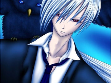 闇夜に煌めく銀色の髪を持つ青年 [高く]