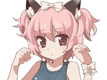 猫耳スク水ピンク髪ツインテ少女 [ちりめん電子工業]