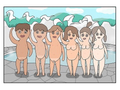 GIF Para Para Manga - 6 Men and Women at the Beach and the Hot Springs [Rakugaki]
