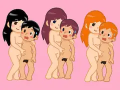 三人のショタっ子が裸の母親たちのおしりふりふり体操を見て一緒に体操しながらオムツの中で精通を迎えてしまうお話
