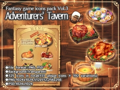Fantasy game icons pack Vol.3: Adventurers' Tavern [森の奥の隠れ里]