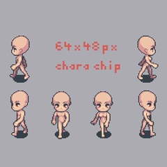 【ドット絵素材】8方向 歩行グラテンプレ [ぶちドット制作所]