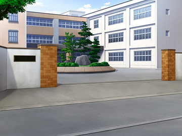 フリー背景素材 学校 校門 [アトリエてっち]
