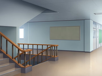 フリー背景素材 学校 廊下 [アトリエてっち]