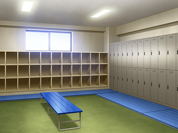 フリー背景素材 学校 更衣室 [アトリエてっち]