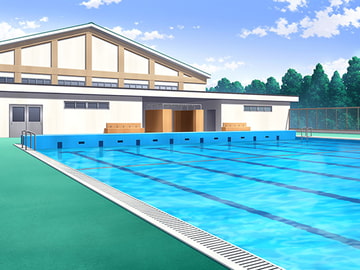 フリー背景素材 学校 プール [アトリエてっち]