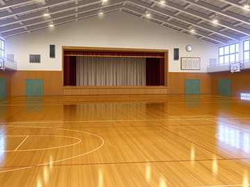 フリー背景素材 学校 体育館 [アトリエてっち]