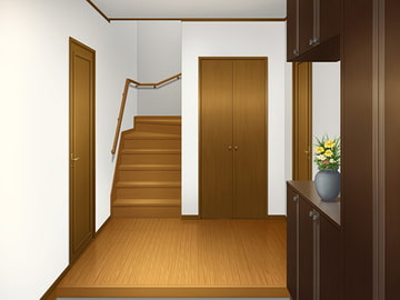 フリー背景素材 住宅 玄関 [アトリエてっち]