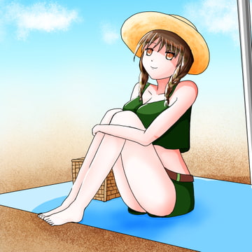 【イラスト】夏の海のひと時【カフェブラウン】 [おにかしま]