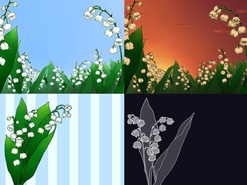 すずらんの花 背景素材7枚と花5輪(1920×1200、800×600) [みずの ゆめ屋]