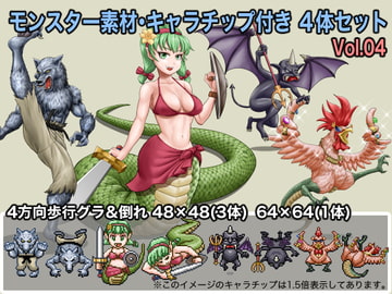 モンスター素材・キャラチップ付き 4体セット Vol.04 [ケイジェイ製作所]