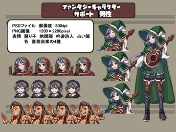 ファンタジーキャラクター 立ち絵素材 サポート 男性 [レンシレンジ教室]