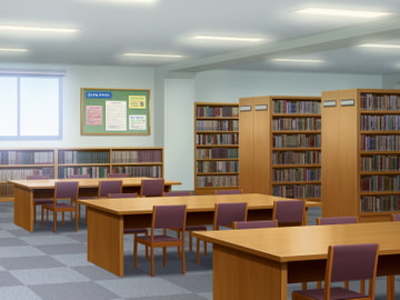 フリー背景素材 学校 図書室 [アトリエてっち]
