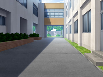 フリー背景素材 学校 校舎裏 [アトリエてっち]