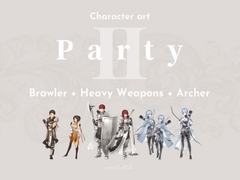 CHARACTER ART | Party-2: Brawler + Heavy Weapons + Archer [sasAIchi]