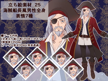 立ち絵素材_25(海賊船長風男性全身、表情7種) [Rio's Atelier]