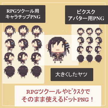 【制服SET】RPGツクール・ピクスクでそのまま使える高校生の歩行ドットアバター制服SET [薄型カレーテレビ(男キャラ→がるまに)]