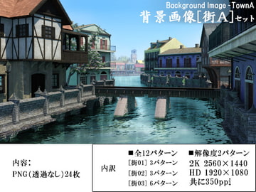 ファンタジー背景画像[街A]セット [音素10]