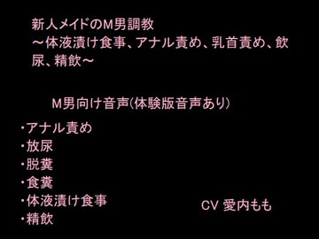 新人メイドのM男調教～体液漬け食事、アナル責め、乳首責め、飲尿、精飲～ [猫丸もふ屋]
