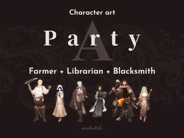 CHARACTER ART | Party-A: Farmer + Librarian + Blacksmith [sasAIchi]