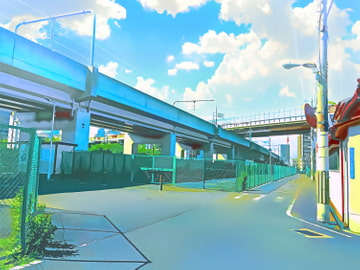 高架沿いの道【背景素材_夕方差分+空くり抜きセット】 [Re;creating_world]