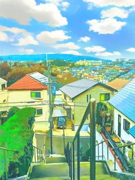 階段の町2【背景素材_夕方差分+空くり抜きセット】 [Re;creating_world]