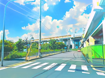 高架沿いの道2【背景素材_夕方差分+空くり抜きセット】 [Re;creating_world]