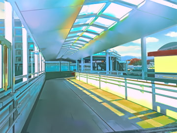 駅の通路【背景素材_夕方差分+空くり抜きセット】 [Re;creating_world]