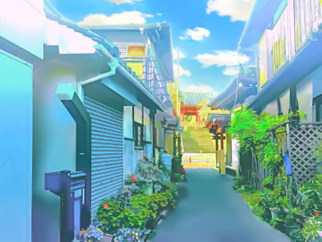 路地裏の住宅街【背景素材_夕方差分+空くり抜きセット】 [Re;creating_world]