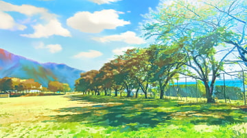 田舎のグラウンド【背景素材_夕方差分+空くり抜きセット】 [Re;creating_world]