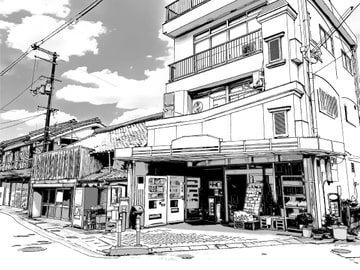 地方の商店/漫画背景【クリスタ対応PSD+トーンと線画セット】 [Re;creating_world]
