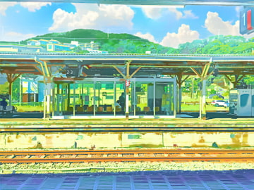 駅のホーム正面2 【背景素材_夕方差分+空くり抜きセット】 [Re;creating_world]
