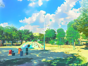 公園【背景素材_夕方差分+空くり抜きセット】 [Re;creating_world]