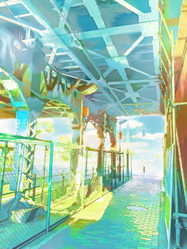 日差しの眩しい高架下 【背景素材_夕方差分+空くり抜きセット】 [Re;creating_world]