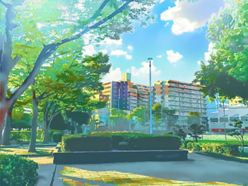 都会の公園【背景素材_夕方差分+空くり抜きセット】 [Re;creating_world]