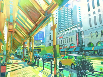 都会の大通り2【背景素材_夕方差分+空くり抜きセット】 [Re;creating_world]