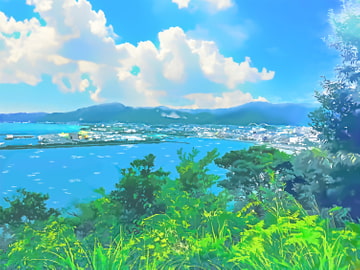 港町と港湾の眺め 【背景素材_夕方差分+空くり抜きセット】 [Re;creating_world]