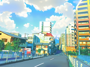 都会の大通り3【背景素材_夕方差分+空くり抜きセット】 [Re;creating_world]