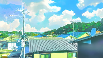 住宅街の屋根【背景素材_夕方差分+空くり抜きセット】 [Re;creating_world]